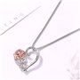 Sttiafay Collier en argent en forme de cœur pour femme avec pendentif en forme de rose et zircone - Cadeau romantique pour la Sa