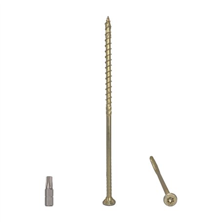 Lot de 30 vis à bois universelles en acier zingué jaune Tête Torx Tête fraisée Vis à panneaux d'aggloméré 6