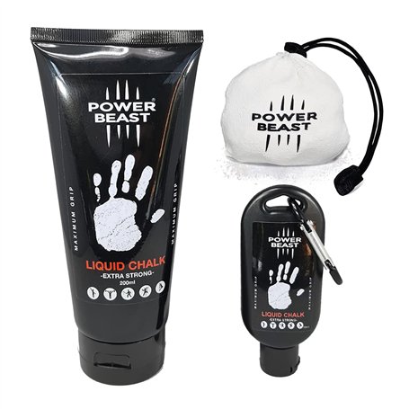 Power Beast Pack Magnesie Liquide 200Ml + 50Ml + 60Gr Boule Chalk Rechargeable