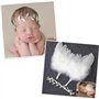 LCE Nouveau-Né Photographie Prop - Ange Plumes Ailes, Bandeau de Fleurs et Gilet en Dentelle, pour Fille Prop Vêtements Blanc