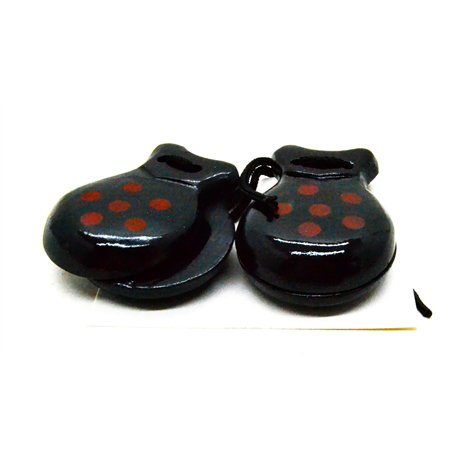 1 paire de petits castagnettes espagnoles rouges et noires pour les petits 6 cm (2-7) traditionnels