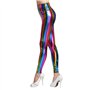 Hologramme métallique Arc en Ciel Leggings Paillettes néon Collants Rayures imprimé Taille Haute Pantalon de Yoga Simili Cuir Pa