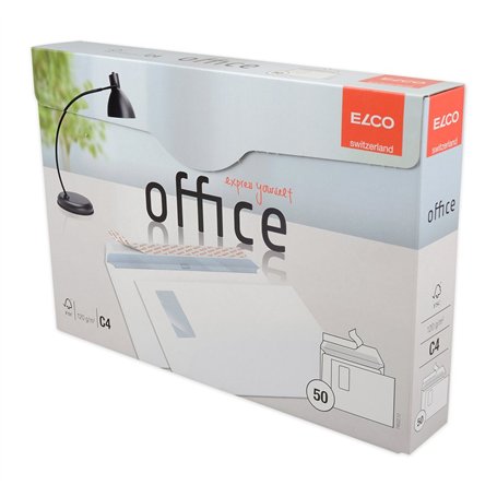 Elco 74522-12 Boite de 50 enveloppes avec fenêtre Format C4 Blanc