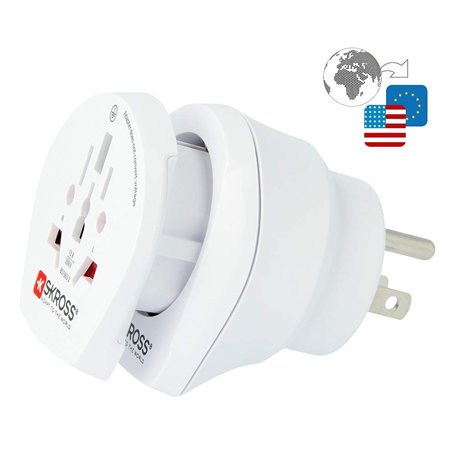 SKROSS- 1.500204-E | Combo Monde au USA | Adaptateur de Voyage USA et Europe dans Un Seul Adaptateur. Tension et Puissance: 100V