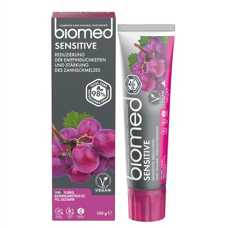 BIOMED Sensitive dentifrice régénérant et cicatrisant pour dents sensibles - dentifrice apaisant sans fluor et 98% naturel - goû