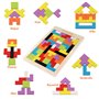 Coogam Bois Puzzle 40 Pcs Tangram Jigsaw Jouet Casse-tête pour Les Enfants Bois Puzzle Boîte Cerveau Jeu Bloc de Construction In
