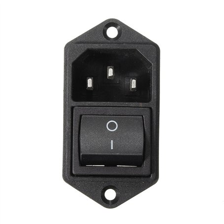 Bluelover 1Pcs 10A 250V 3Pin Iec320 C14 Inlet Module Plug Fuse with Switch Puissance Mâle - Noir