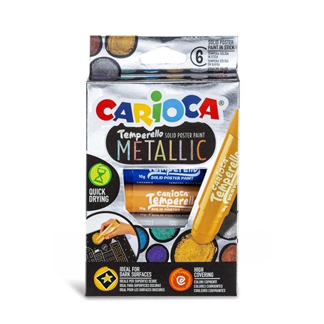 CARIOCA Temperello 42674 Lot de 6 bâtons de peinture métallisés pour affiches