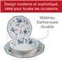 Churchill Roses Bleu Service Table, Earthware, Blanc/Bleu, 18 unités