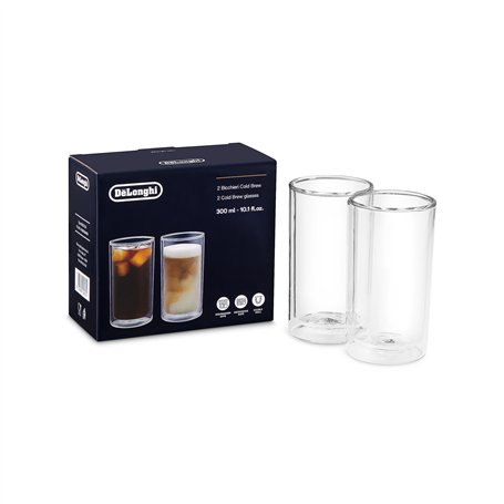 De'Longhi Cold Brew DLSC325 Lot de 2 verres isothermes à double paroi Passe au lave-vaisselle Capacité 300 ml Idéal pour les boi