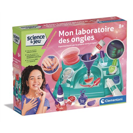 Clementoni - Science et Jeu - Mon Laboratoire des Ongles - Jeu Créatif - Crée Tes Vernis à Ongles - Nombreux Instruments et Ingr