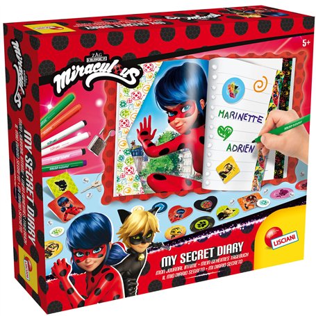 LISCIANI - MIRACULOUS Ladybug - Mon Journal Secret - Journal Intime à Personaliser Avec Cadenas - Loisirs Créatifs dès 4 ans - F