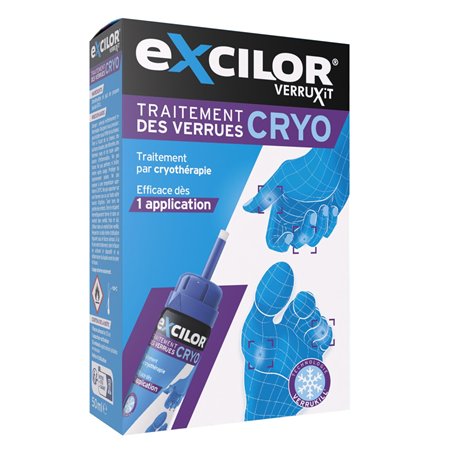 EXCILOR - VERRUXIT - Cryo Traitement des verrues - Cryothérapie gelant la verrue jusqu'à la racine - Mains et pieds - 50 ml