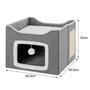 BAKAJI Niche à Chat Pliable avec entrée rectangulaire, abrite griffoir pour Animaux domestiques en Polyester rembourré, lit Gris