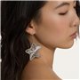 Vlnet Vestopazzo Boucles d'oreilles étoiles micro-plaquées argent Diamètre env. 5 cm Fermoir à crochet certifié nickel Fait main