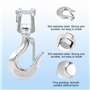 Mutuer Crochet de sécurité Crochet en acier inoxydable 304, Crochet de Levage Pivotant Accessoires de gréement avec loquet 650kg