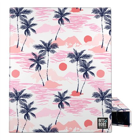 Grafoplás Classeur à anneaux A4 | Sunset Bits&Bobs Pop Up Design | 4 anneaux mixtes 25 mm | Plastifié doux | Certifié FSC | Parf