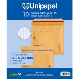 Unipapel Lot de 10 enveloppes rembourrées en kraft avec papier bulle intérieur
