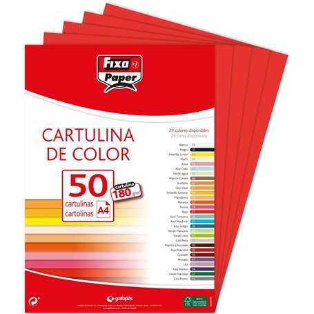 Fixo Paper 11110351 Lot de 50 feuilles de papier cartonné A4 Rouge 180 g