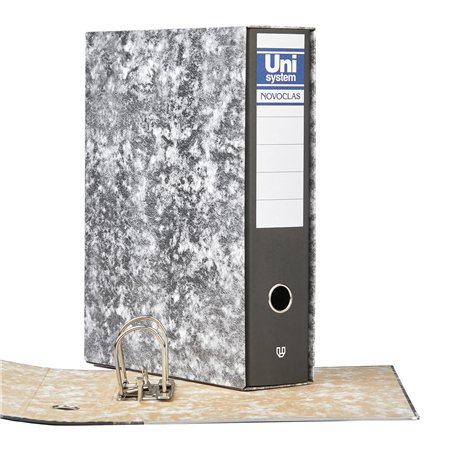 Unipapel Classeur à levier et boîte | Format Folio | Anneaux 65 mm nickelés | Œillet frontal | Coin long | 35 x 29 x 7