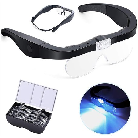 Lunette Loupe Grossissante LED Eclairante Rechargeable