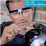 Lunette Loupe Grossissante LED Eclairante Rechargeable, Loupe de Tête de Lecture Travail pour Travaux Minutieux Electronique USB