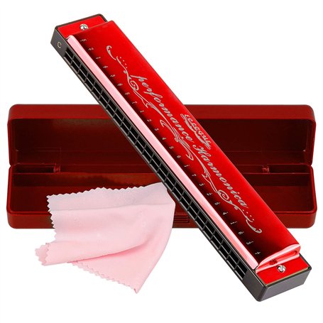 Harmonica Blues en Do Chromatique Orgue Majeur Diatonique avec 24 trous Harp Orgue à bouche avec étui pour Folk Jazz Pop pour ad