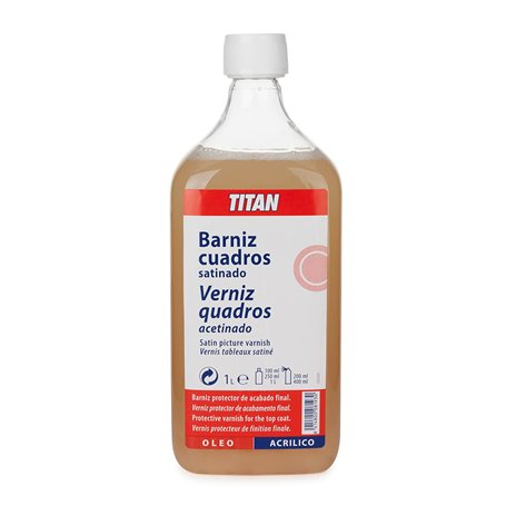 TITAN Arts Vernis Tableaux Satiné 1 Litre Peinture de Finition Protectrice Satin Réversible Durable