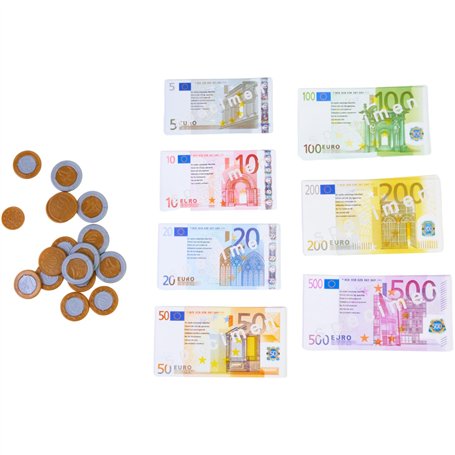 Dohe Educa - Pièces et billets Euro pour enfants (de 1 cent à 500 €) - Jeu éducatif avec faux argent - Matériel scolaire et éduc