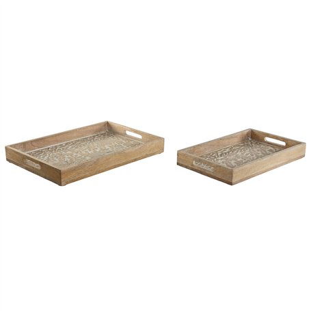 Jeux de plateaux Home ESPRIT Blanc Naturel Indien 44 x 29 x 5 cm (2 Unités)