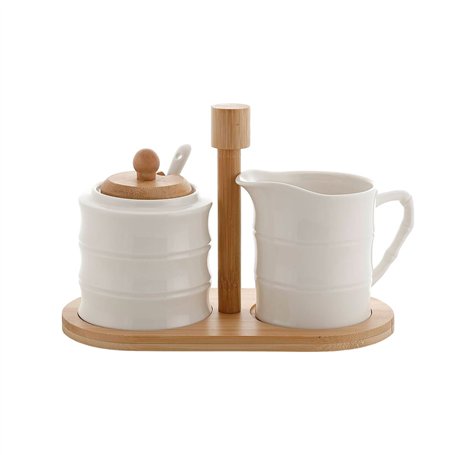 Sucrier Home ESPRIT Blanc Bambou Porcelaine 19