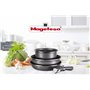 MAGEFESA K2 Cristal Batterie Cuisine Induction avec poignée amovible. Set Casserole 20 cm, Poêle 28 cm et Sauteuse 26 cm