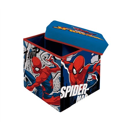 Superdiver - Coffre de rangement et tabouret Spiderman - Licence Officielle Marvel - 30x30x30 cm - Pouf pliable avec couvercle r