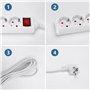 Aigostar - Multiprises 5 Prises Extension D'alimentation de 3G1.0m㎡ 1.5 Mètre Câble et Interrupteur et Sécurité Enfant Blanc Pri