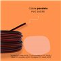 HALOTEC 25 mètres Câble parallèle flexible rouge et noir PVC 2 x 0,50 mm² | Câble double polarisé | Cordon électrique parallèle