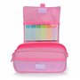 office box Trousse triple blush pastel avec 3 grandes sections intérieures et fermeture éclair individuelle, horaire et identifi