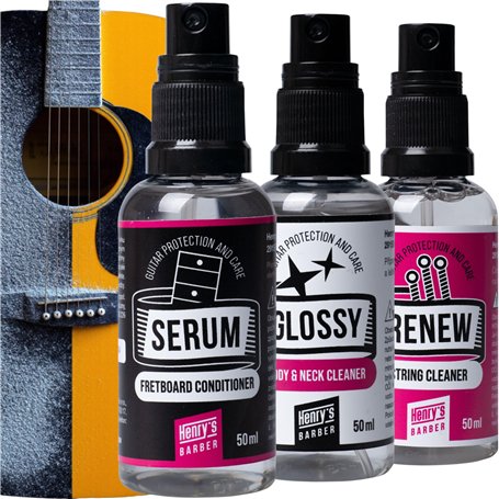 Henry's Kit de nettoyage tout-en-un pour guitare - Kit de nettoyage pour guitares et cordes et après-shampoing - Accessoires de