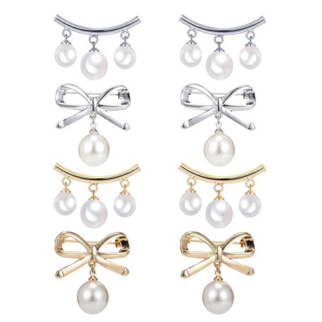 Youery 8 Pièces Mode Broche de Perle Simulée Épingle ，Femmes Arcs Décoratifs Clips De ，pour la Fixation de Pull
