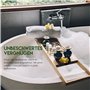 alpina Salle de Bain Planche Bois - Plateau de Bain 50-92 x 18 x 4 cm - Decoration Salle de Bain Bambou avec Support de Livre et