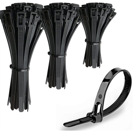 Oksdown Collier de Serrage Plastique Attaches de Câble Réutilisables en Nylon Rilsan Serre Câbles Noir Résistant 7