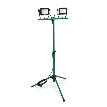 VONROC Projecteur de chantier LED 2x20W – 3200 lumens – Hauteur du trépied ajustable – Inclinable et rotatif