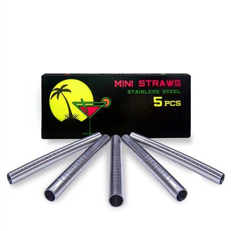 Escobar Accessoires 5 mini pailles en acier inoxydable hygiénique de 60 mm de long