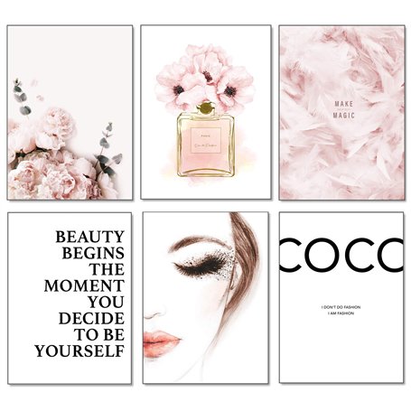 Artpin® Lot de 6 affiches murales élégantes pour salon