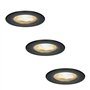 HOFTRONIC - 3x Nola LED Spot encastrable 68 mm Noir - IP65 étanche pour salle de bain