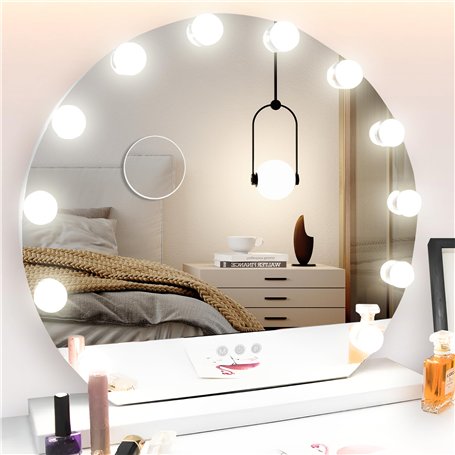 Bayt Hollywood Miroir avec éclairage - Miroir de maquillage - À intensité variable - 3 couleurs de lumière - Grossissement 10x -