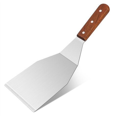 Grande spatule en inox avec manche en bois