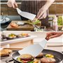 Grande spatule en inox avec manche en bois, 34x11 cm, résistante à la chaleur, Spatule métallique durable pour la cuisine, le ba