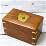 Ajuny Boîte de Rangement Décorative en Bois à Double Pont Pour Cartes à jouer Organiseur en Laiton Design Ace Avec 2 Paquets de