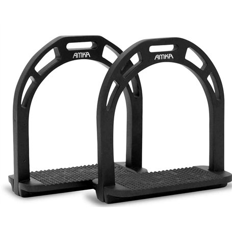 Étriers en Aluminium Noir Extra légers pour Chevaux - Surface de roulement de 6 cm