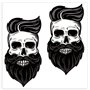 SkinoEu® 2 x Autocollants Vinyle Stickers Skull Crâne Barbe à la Mode pour Voiture Moto fenêtre Porte Casque Scooter vélo Motocy